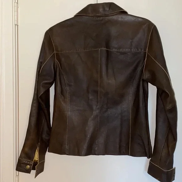 Whet‎ Blu Brown Leather Jacket EUC